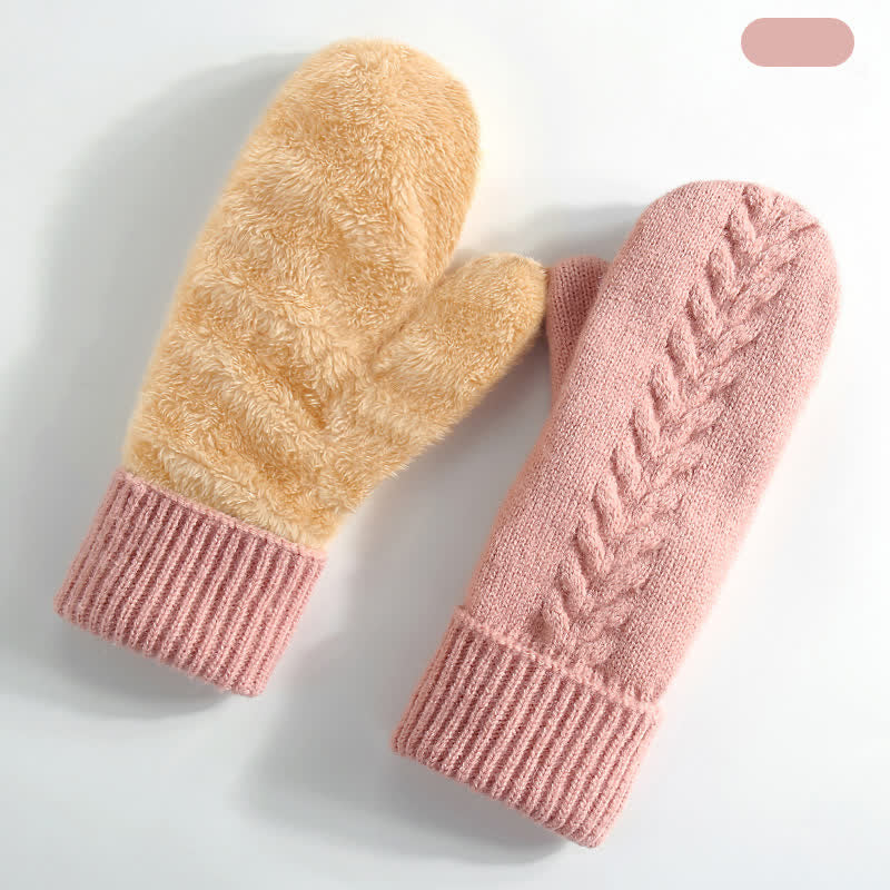 Guanti in maglia per il freddo con dita intere e fodera in pile - Rosa - Stile n. 2 - image 24