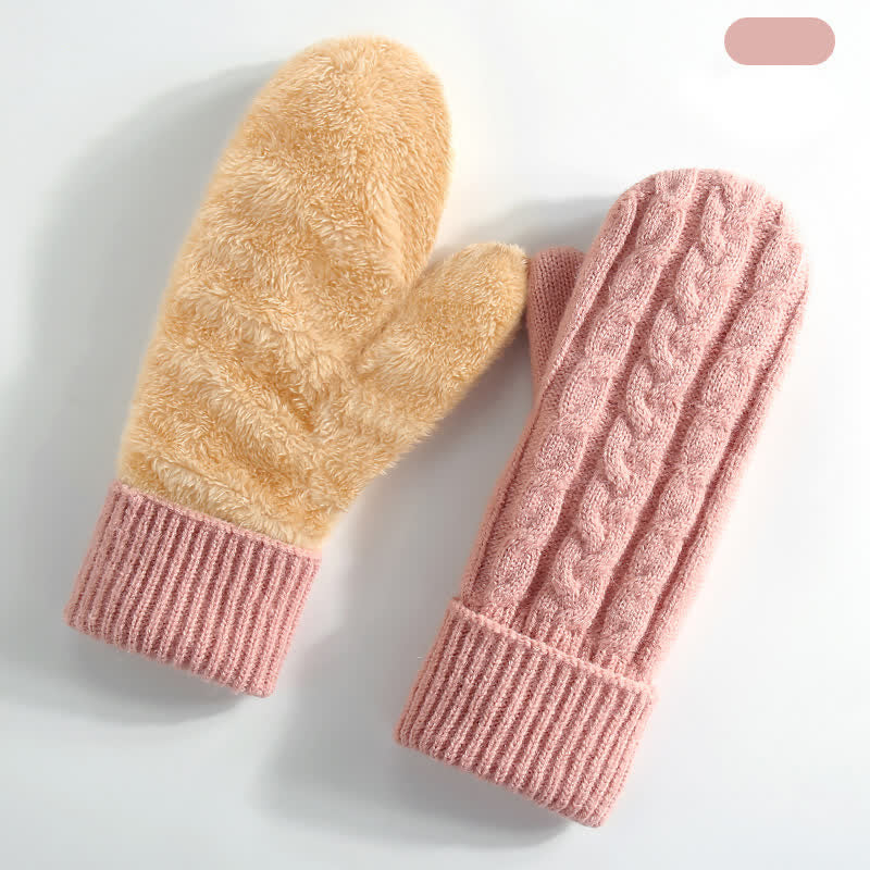 Guanti in maglia per il freddo con dita intere e fodera in pile - Rosa - Stile n. 3 - image 25