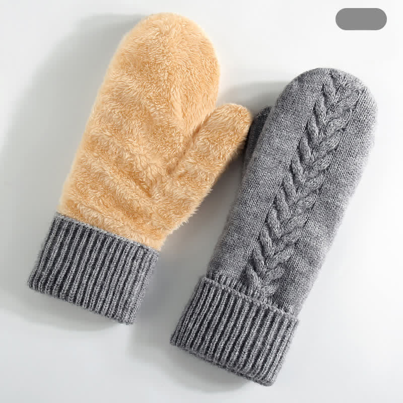 Guanti in maglia per il freddo con dita intere e fodera in pile - Grigio - Stile n. 2 - image 9
