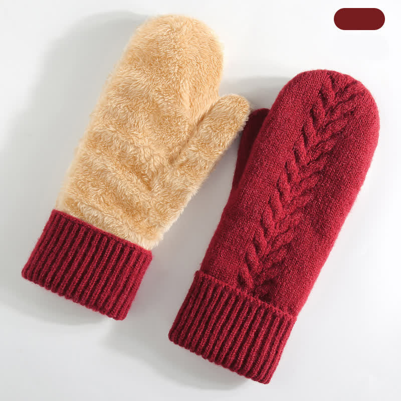 Guanti in maglia per il freddo con dita intere e fodera in pile - Rosso - Stile n. 2 - image 21