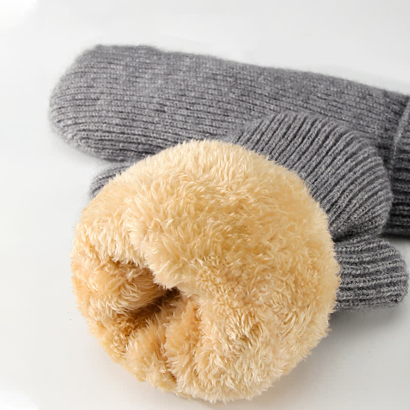 Guanti in maglia per il freddo con dita intere e fodera in pile - image 2