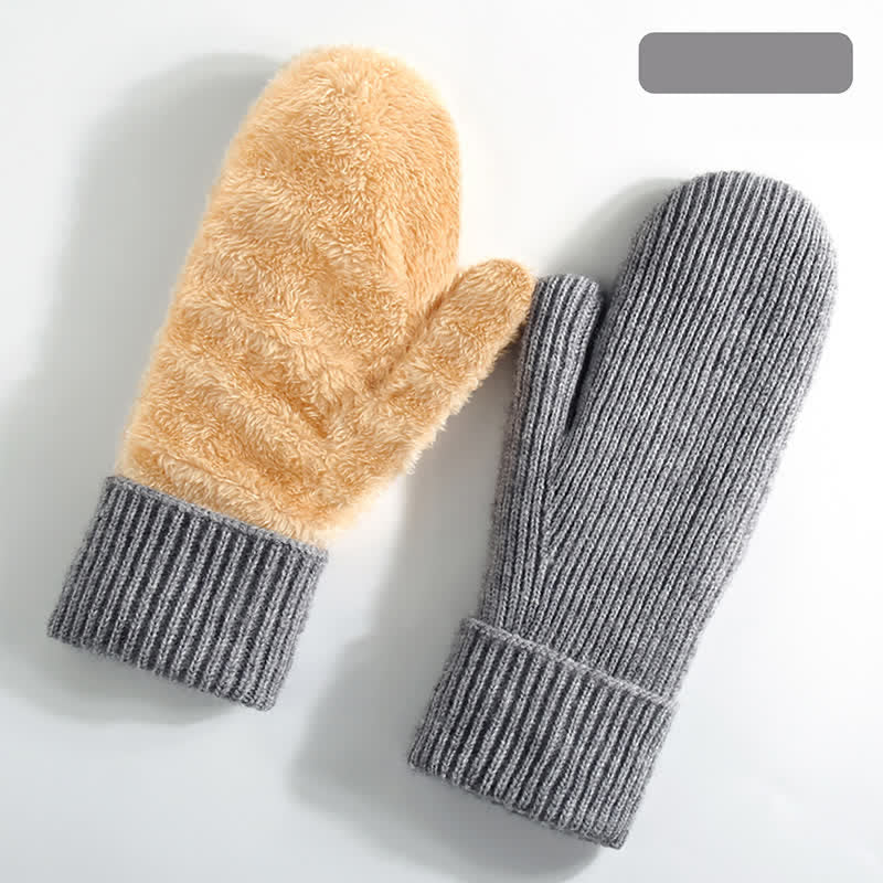 Guanti in maglia per il freddo con dita intere e fodera in pile - Grigio - Stile n. 1 - image 1