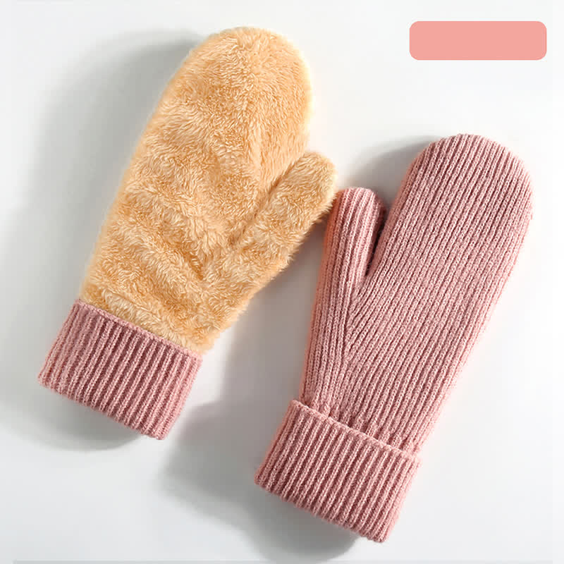 Guanti in maglia per il freddo con dita intere e fodera in pile - Rosa - Stile n. 1 - image 23