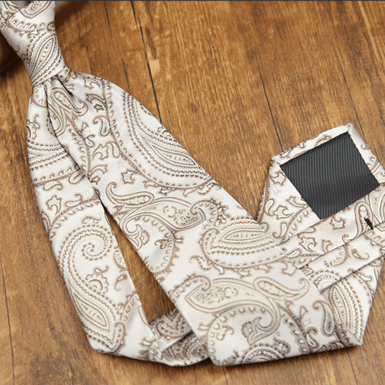 Cravatta formale da uomo con motivo anacardio elegante e retrò - Bianco - image 1