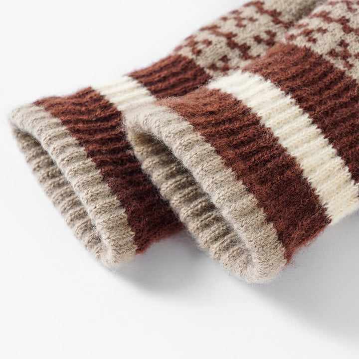 Guanti lavorati a maglia in stile etnico con motivo geometrico chic - image 4