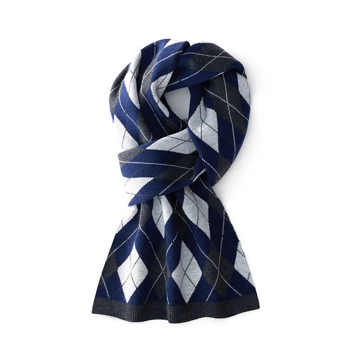 Sciarpa da uomo con motivo Argyle sofisticato - Blu navy e grigio - image 3