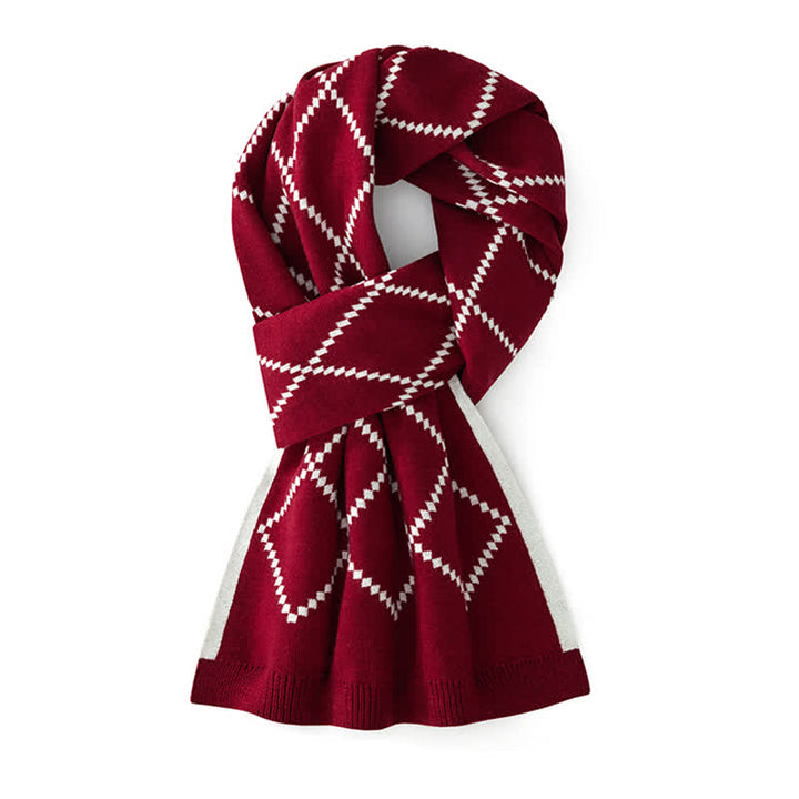 Sciarpa da uomo con motivo a rombi e eleganza aziendale - Rosso - image 3