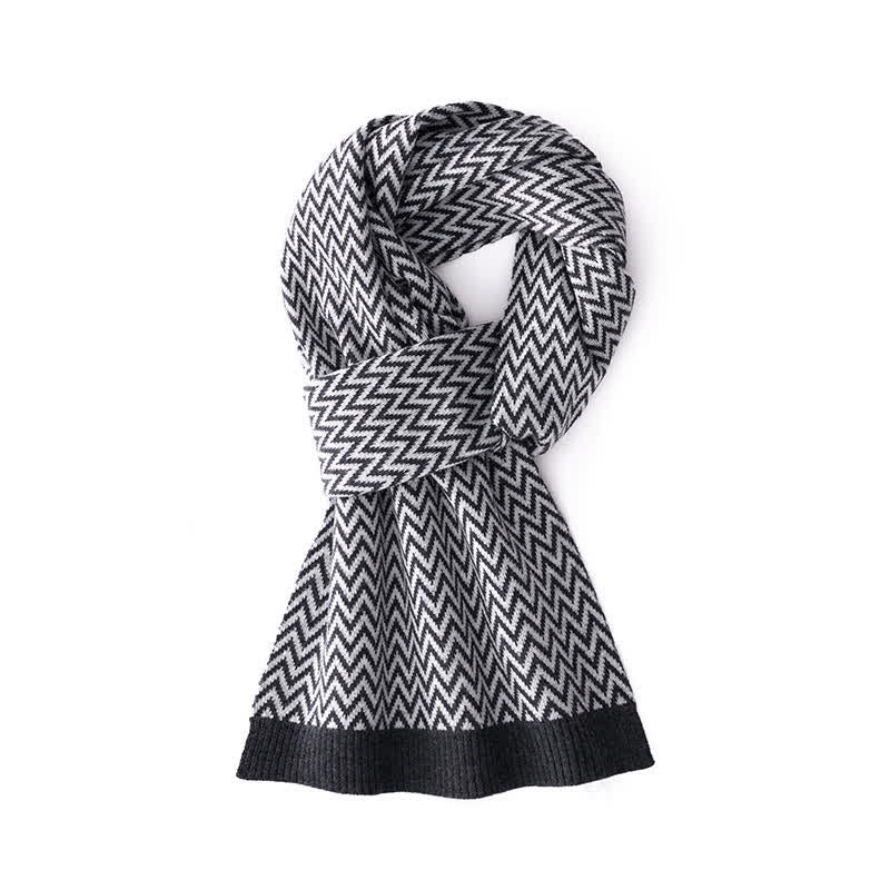 Sciarpa elegante da uomo con motivo a zigzag - Nero - image 2