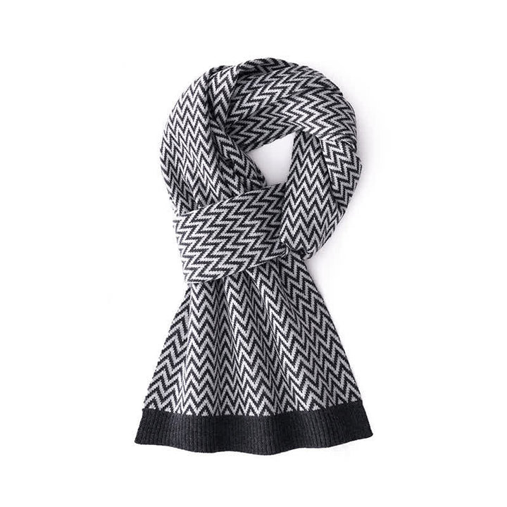 Sciarpa elegante da uomo con motivo a zigzag - Nero - image 2