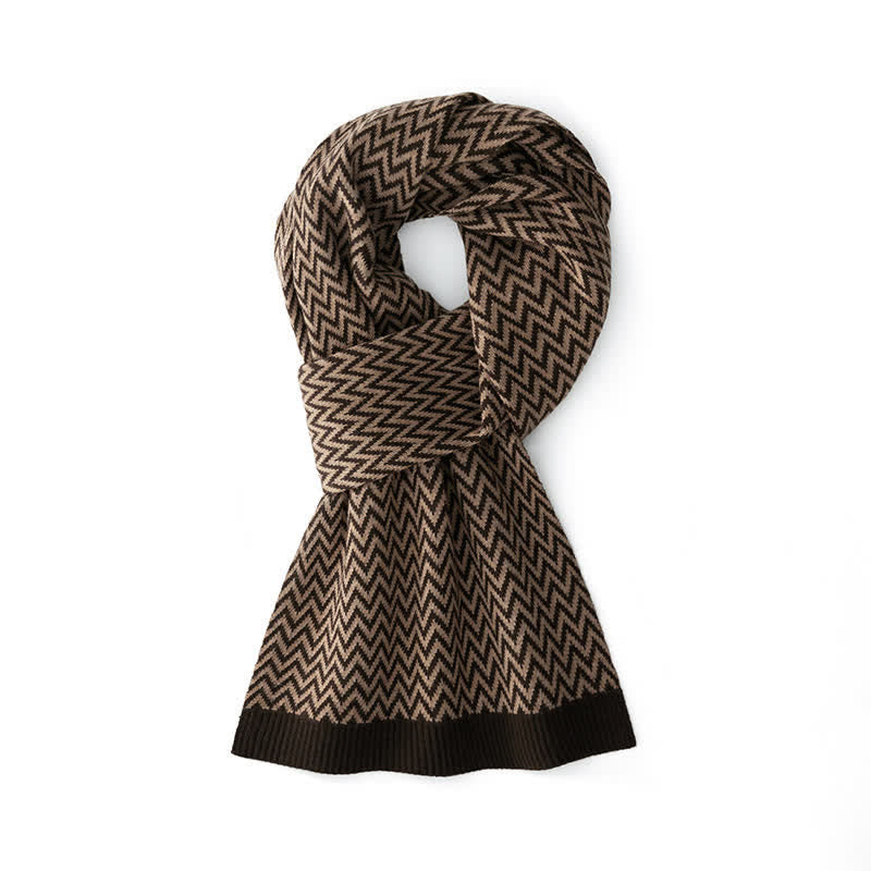 Sciarpa elegante da uomo con motivo a zigzag - Caffè - image 0
