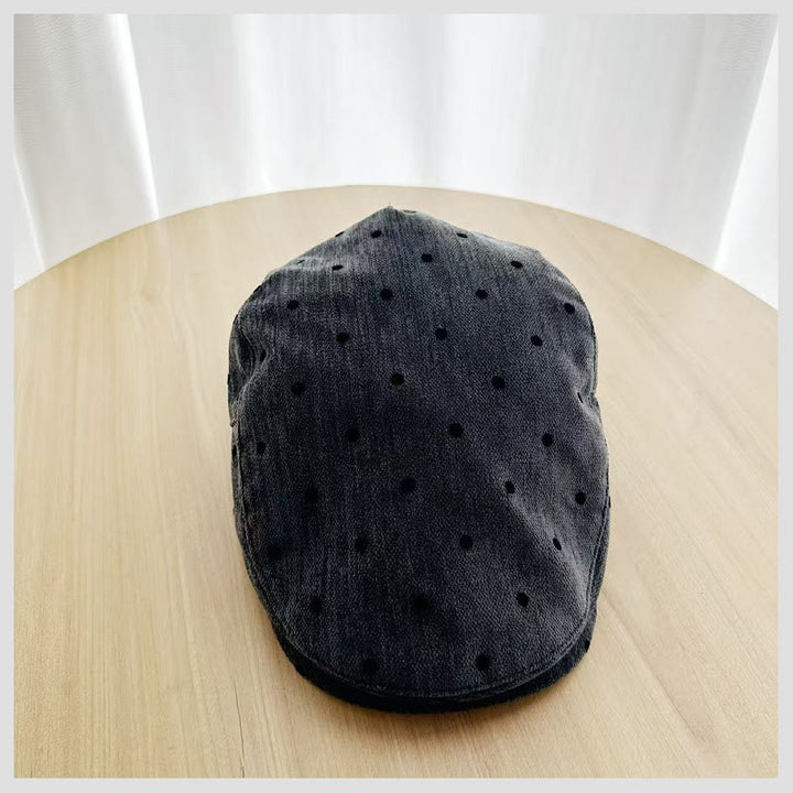 Cappello basco invernale retrò unisex a pois - Grigio scuro - image 5