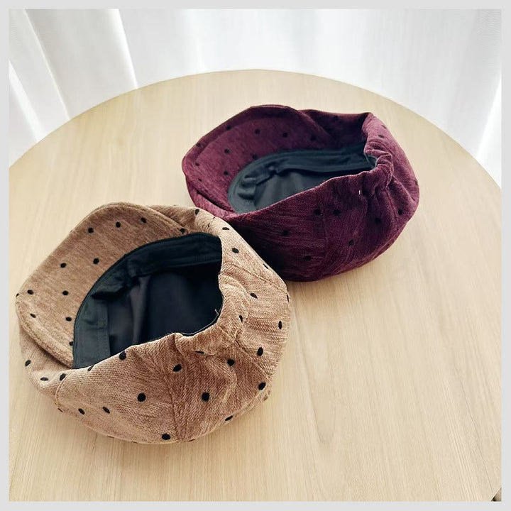 Cappello basco invernale retrò unisex a pois - image 4