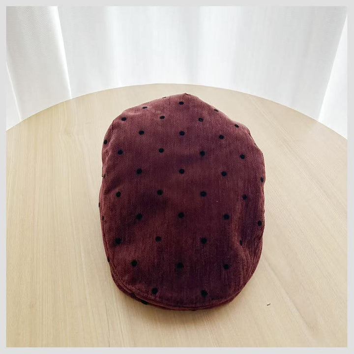 Cappello basco invernale retrò unisex a pois - Vino - image 6
