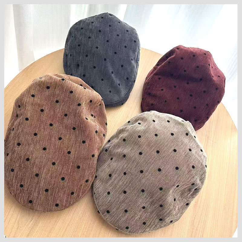 Cappello basco invernale retrò unisex a pois - image 2