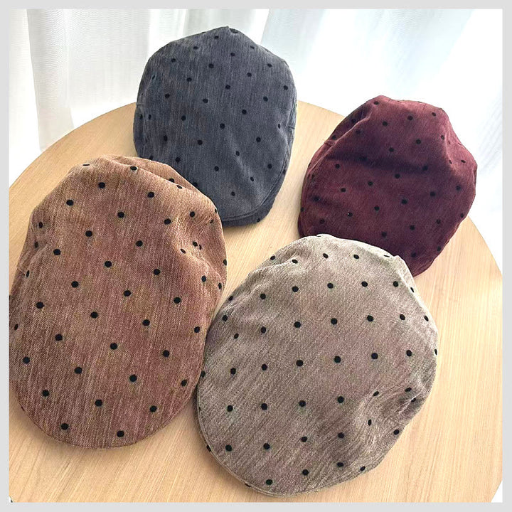 Cappello basco invernale retrò unisex a pois - image 2