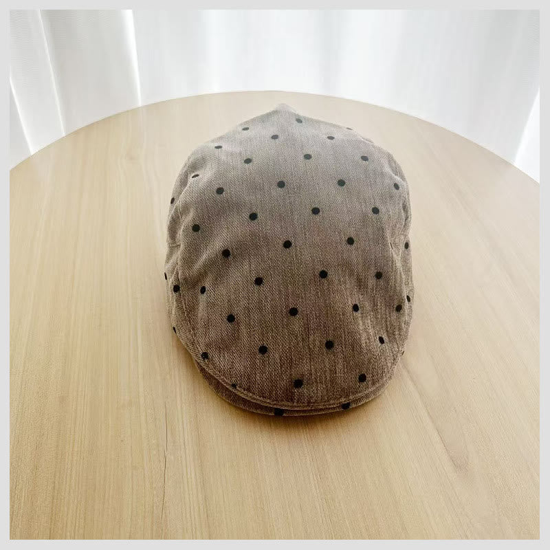Cappello basco invernale retrò unisex a pois - Beige - image 7