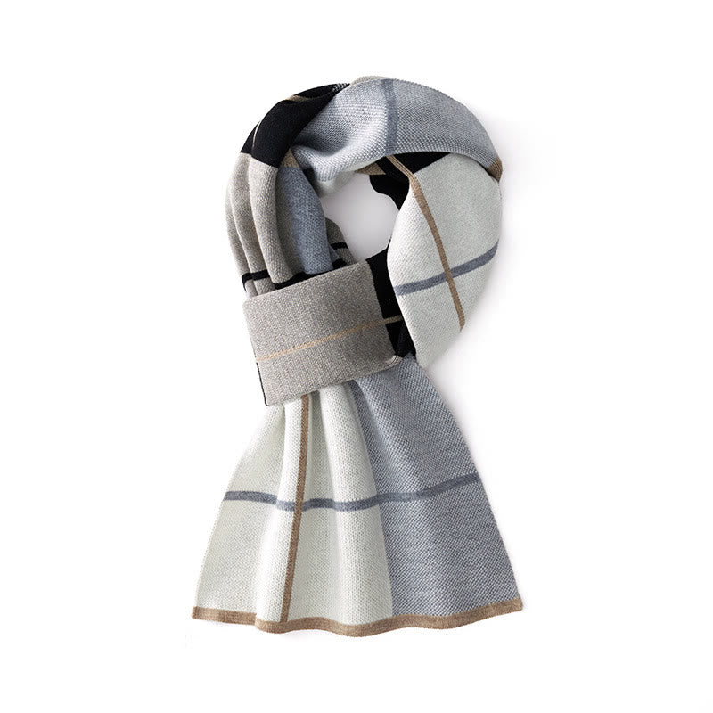 Sciarpa invernale da uomo in maglia con motivo a blocchi di colore - Stile n. 2 - image 1