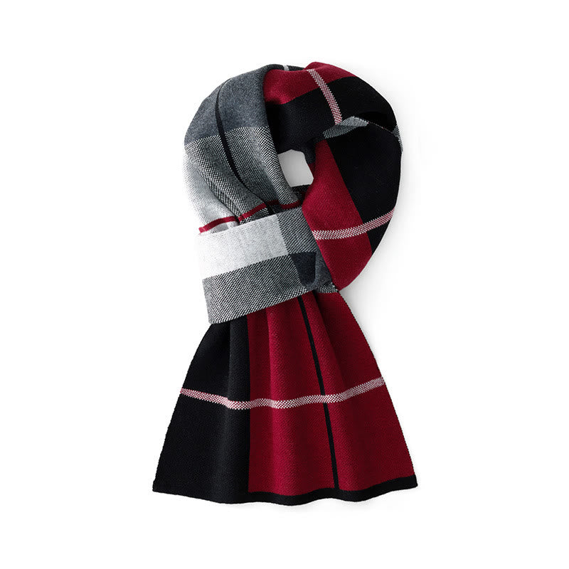 Sciarpa invernale da uomo in maglia con motivo a blocchi di colore - Stile n. 3 - image 2