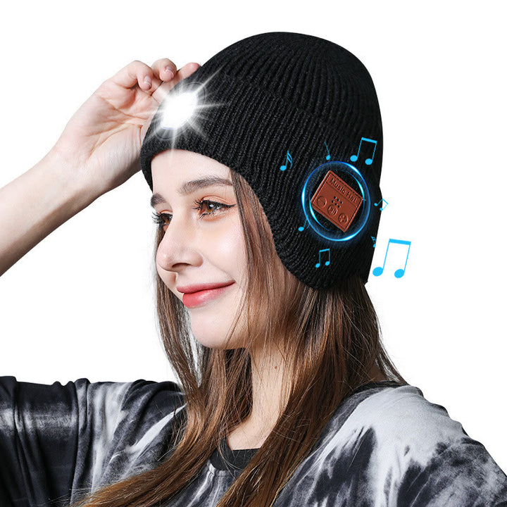 Berretto invernale in maglia con illuminazione musicale Bluetooth staccabile - image 1