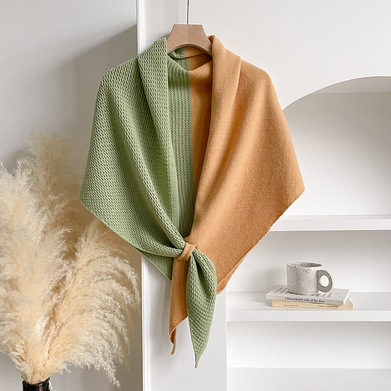 Elegante sciarpa triangolare invernale da donna con doppi colori - Giallo Verde - image 5