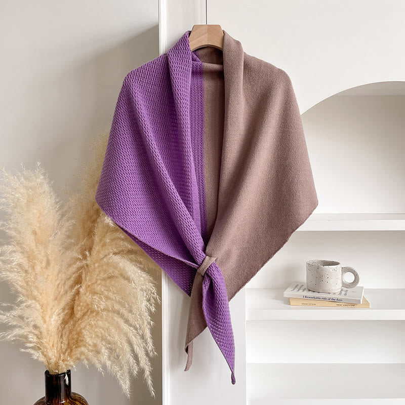 Elegante sciarpa triangolare invernale da donna con doppi colori - Viola Grigio - image 4
