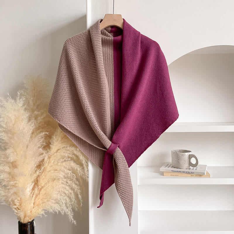 Elegante sciarpa triangolare invernale da donna con doppi colori - Rosa Viola - image 0