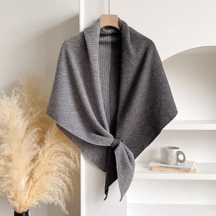 Elegante sciarpa triangolare invernale da donna con doppi colori - Grigio - image 6