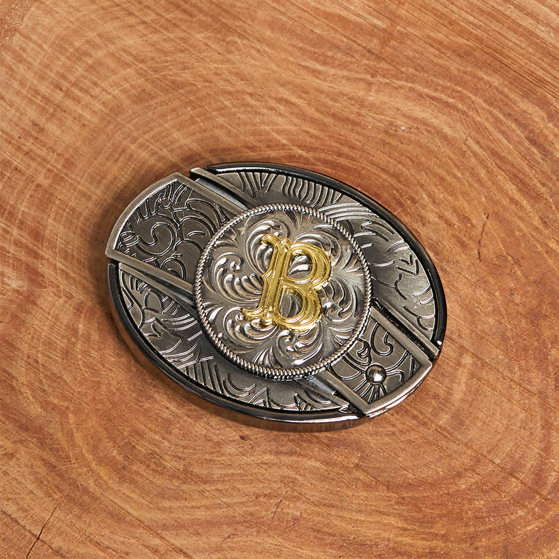 Cintura in pelle con fibbia a coltello nascosta fai da te con lettera iniziale bicolore - image 3