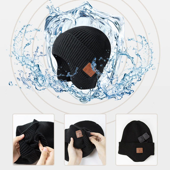 Berretto invernale in maglia con illuminazione musicale Bluetooth staccabile - image 3