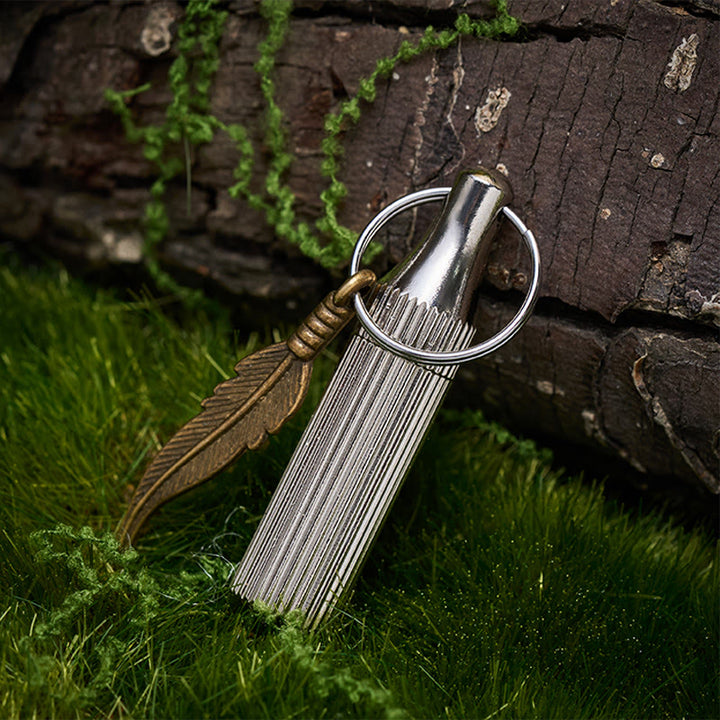 Portachiavi creativo a forma di coltello a capsula, pendente in lega di piume, collana in argento - Portachiavi - Argento - image 4