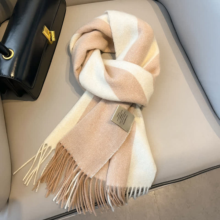 Sciarpa unisex in calda lana con motivo a quadri e nappe - #28 - image 32
