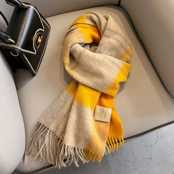 Sciarpa unisex in calda lana con motivo a quadri e nappe - #28 - image 32