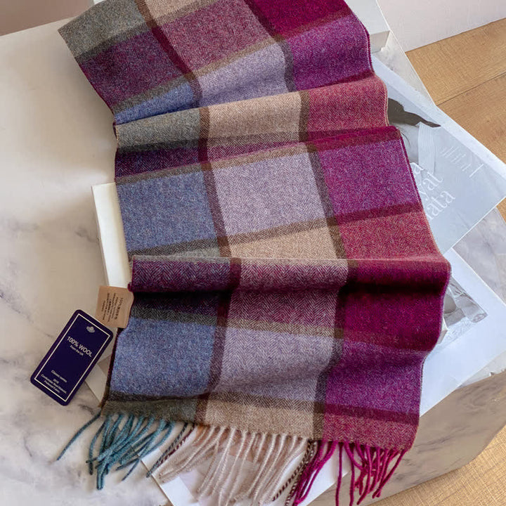 Sciarpa unisex in calda lana con motivo a quadri e nappe - #36 - image 40