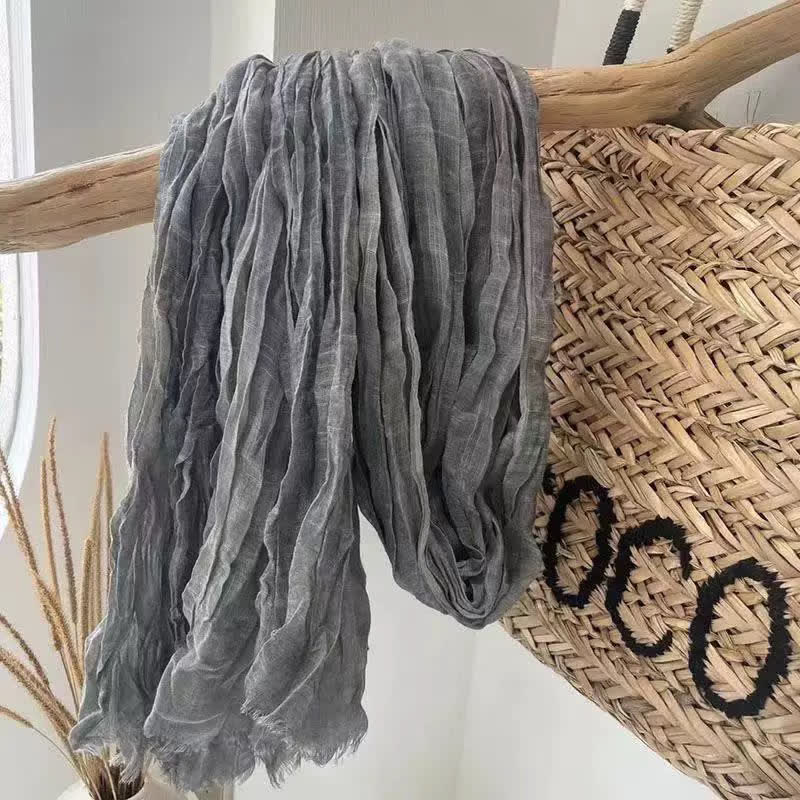 Sciarpa in cotone e lino con texture quattro stagioni Chic Wrinkles - Grigio - image 12