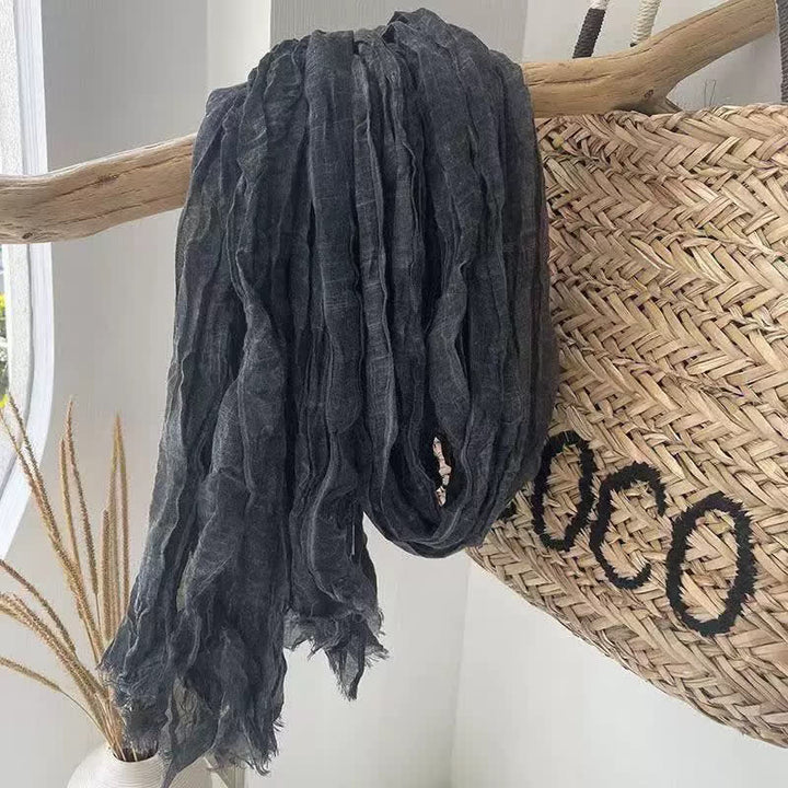 Sciarpa in cotone e lino con texture quattro stagioni Chic Wrinkles - Grigio scuro - image 13