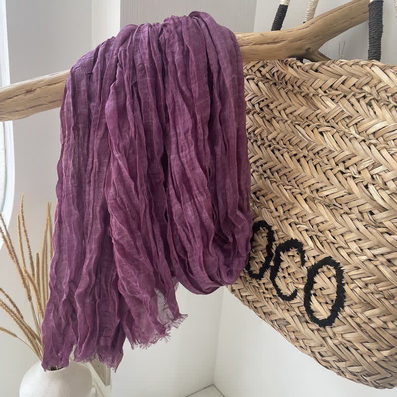 Sciarpa in cotone e lino con texture quattro stagioni Chic Wrinkles - Viola - image 6