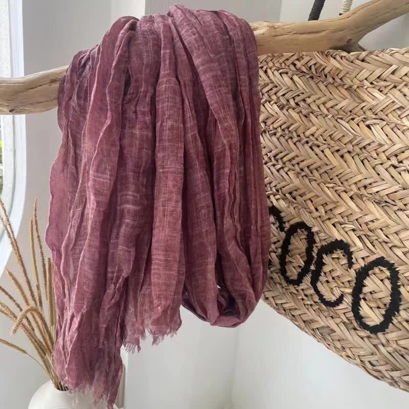 Sciarpa in cotone e lino con texture quattro stagioni Chic Wrinkles - RossoViolaPale - image 15