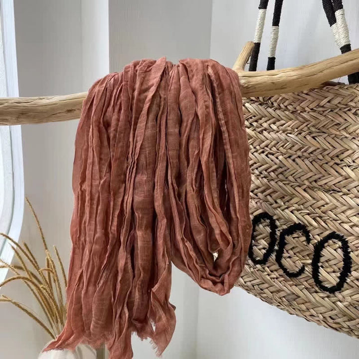 Sciarpa in cotone e lino con texture quattro stagioni Chic Wrinkles - Arancione Rosso - image 2