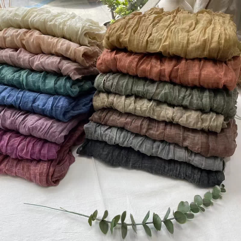 Sciarpa in cotone e lino con texture quattro stagioni Chic Wrinkles - image 0