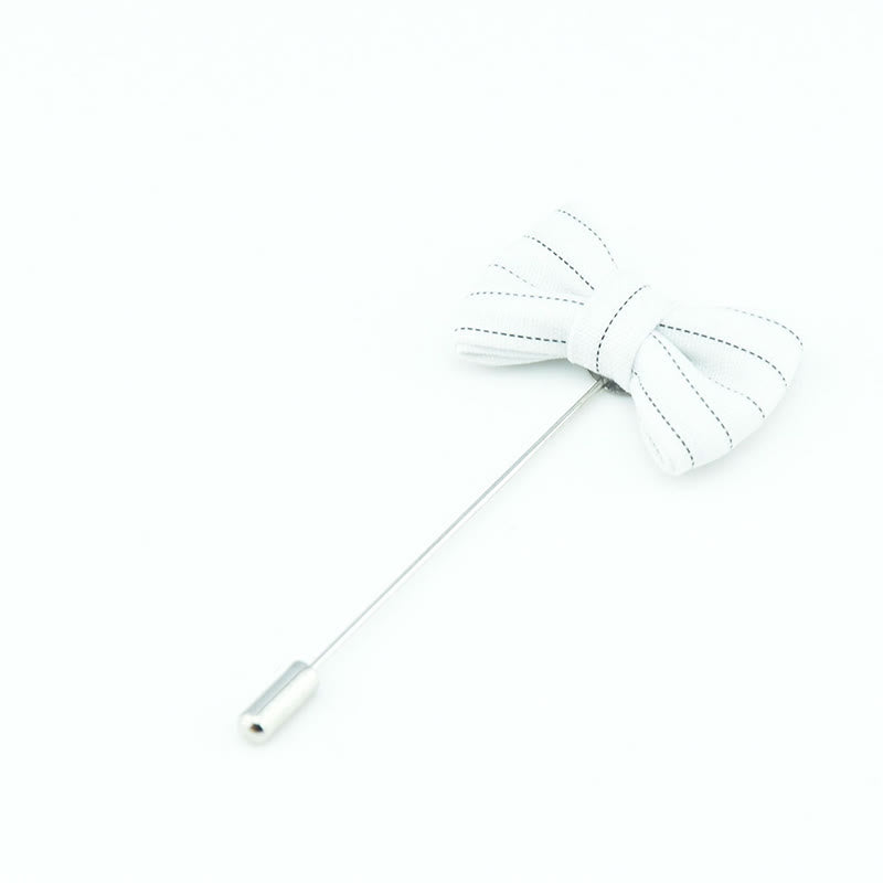 Spilla da bavero a forma di papillon a righe da uomo per abbigliamento formale - Stile n. 1 - Bianco - image 2