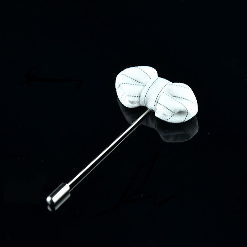 Spilla da bavero a forma di papillon a righe da uomo per abbigliamento formale - Stile n. 2 - Bianco - image 4
