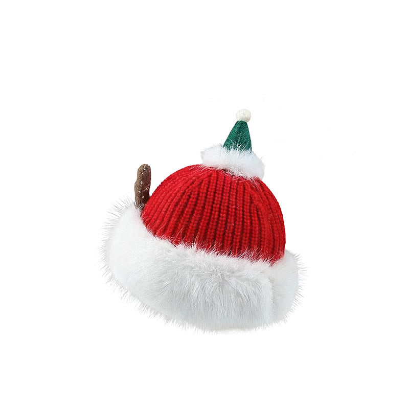 Cappello di peluche invernale da donna con corna di cervo natalizie che tengono al caldo - image 2