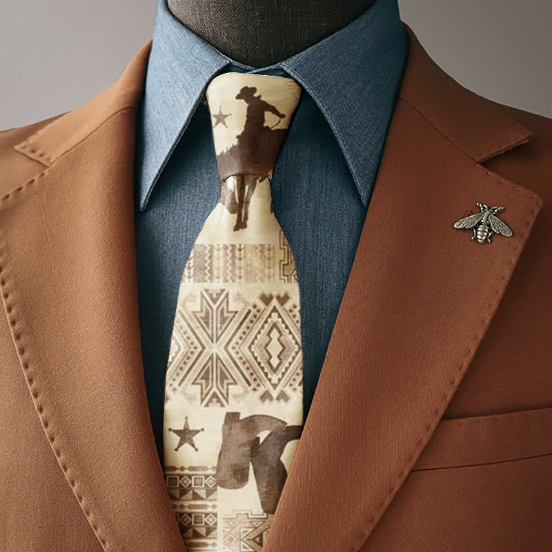 Cravatta da uomo con stampa a cavallo in stile western da cowboy - Cravatta - image 0