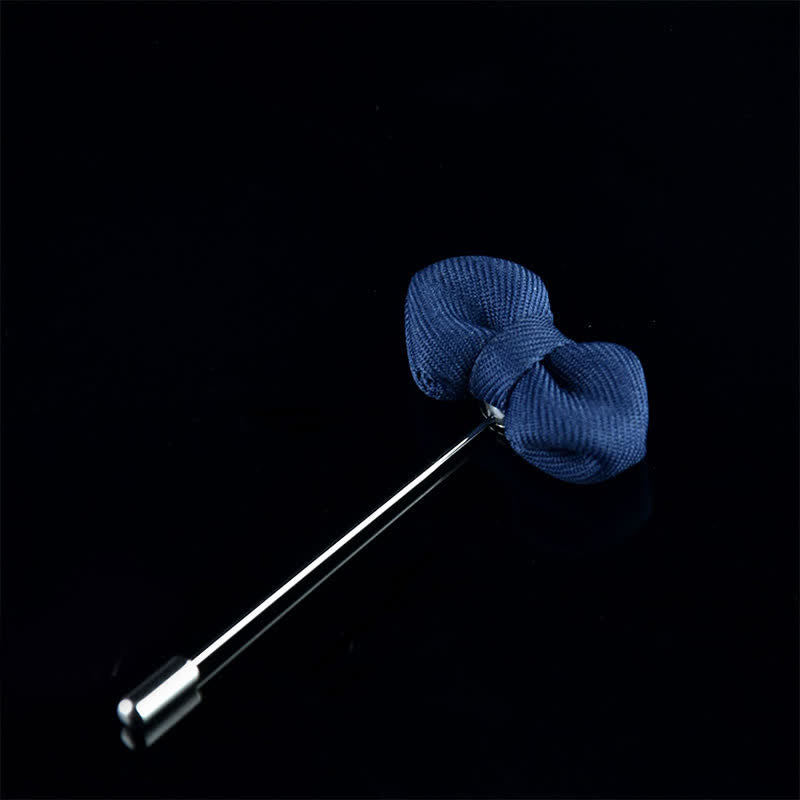 Spilla da bavero in tessuto a forma di papillon a punta da uomo per matrimonio - Marina - image 12