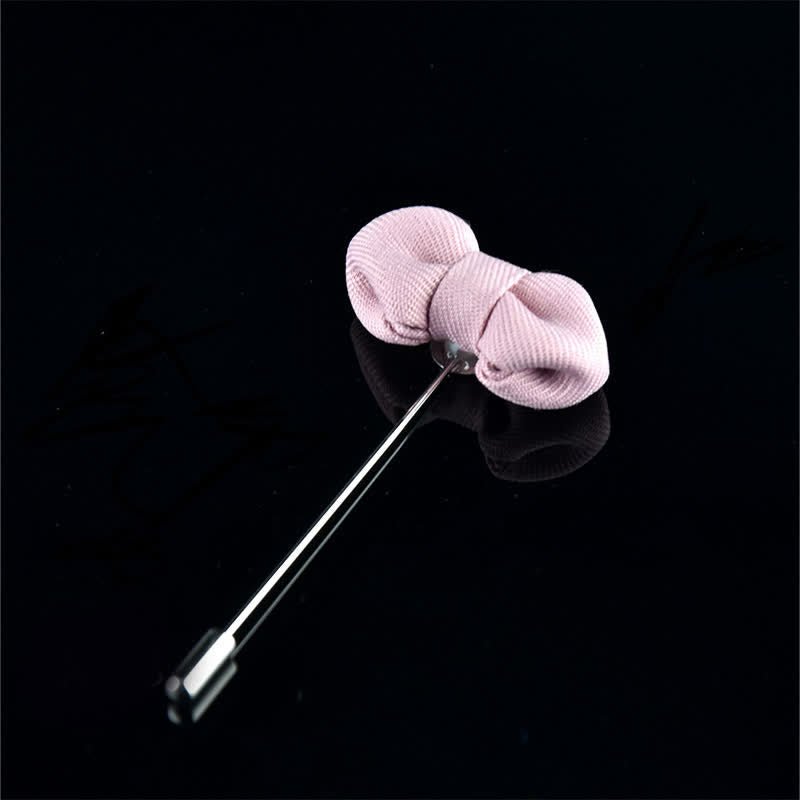 Spilla da bavero in tessuto a forma di papillon a punta da uomo per matrimonio - Rosa - image 16