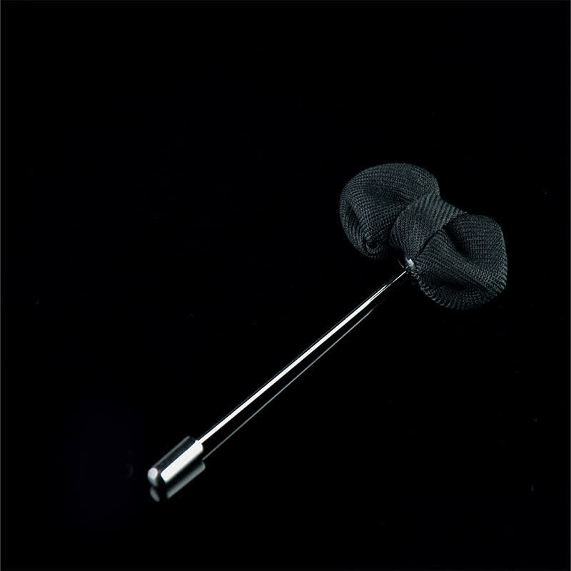 Spilla da bavero in tessuto a forma di papillon a punta da uomo per matrimonio - Nero - image 10