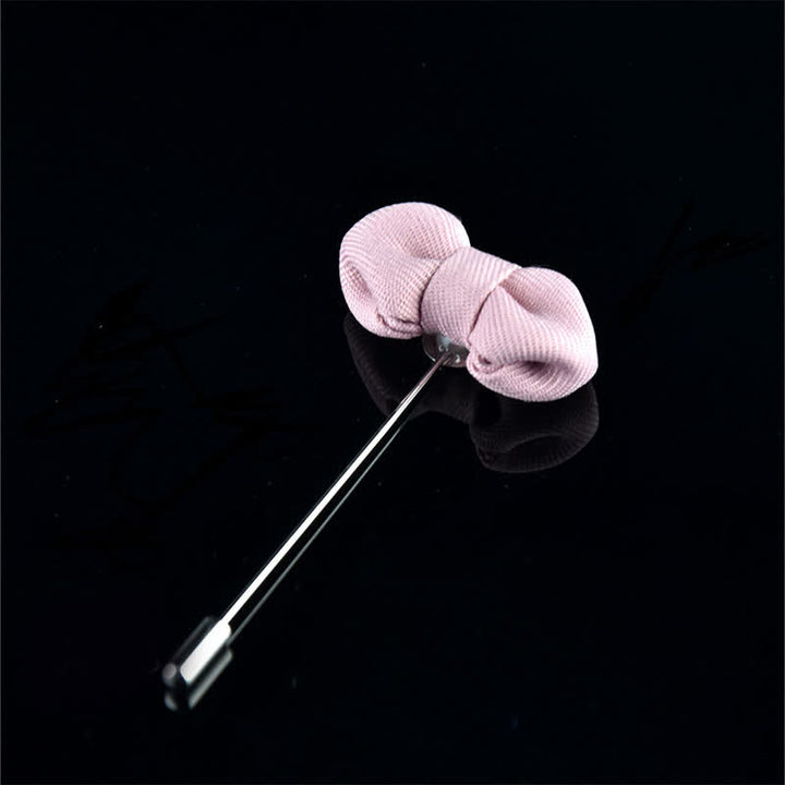 Spilla da bavero in tessuto a forma di papillon a punta da uomo per matrimonio - Rosa - image 16