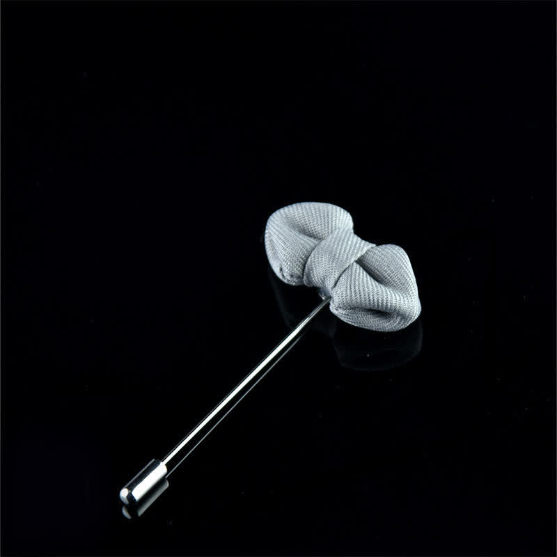 Spilla da bavero in tessuto a forma di papillon a punta da uomo per matrimonio - Grigio chiaro - image 13