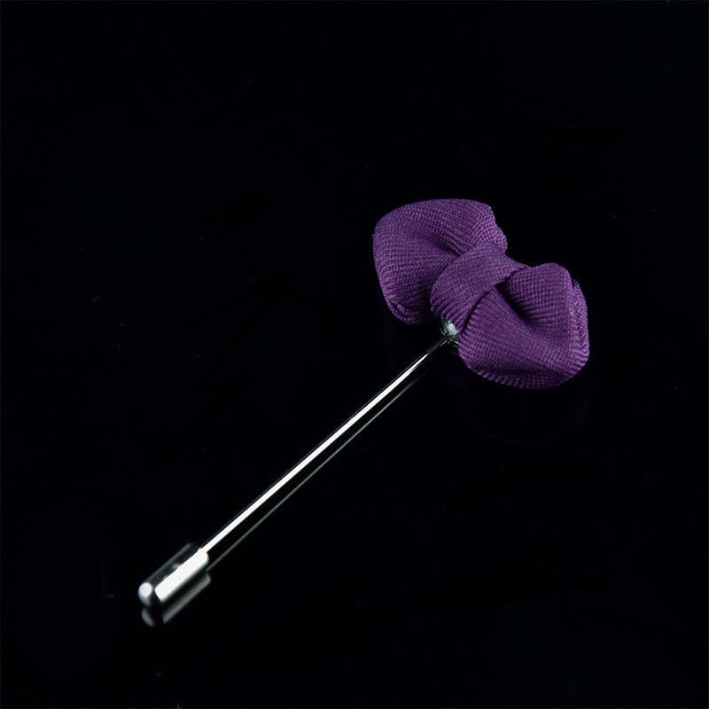 Spilla da bavero in tessuto a forma di papillon a punta da uomo per matrimonio - Viola - image 8
