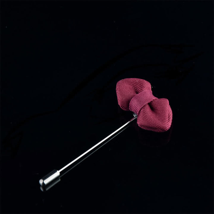 Spilla da bavero in tessuto a forma di papillon a punta da uomo per matrimonio - Vino rosso - image 9